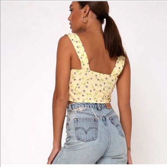 New Princess Polly Motel Yellow Gladis Crop Top - Picture 4 of 4